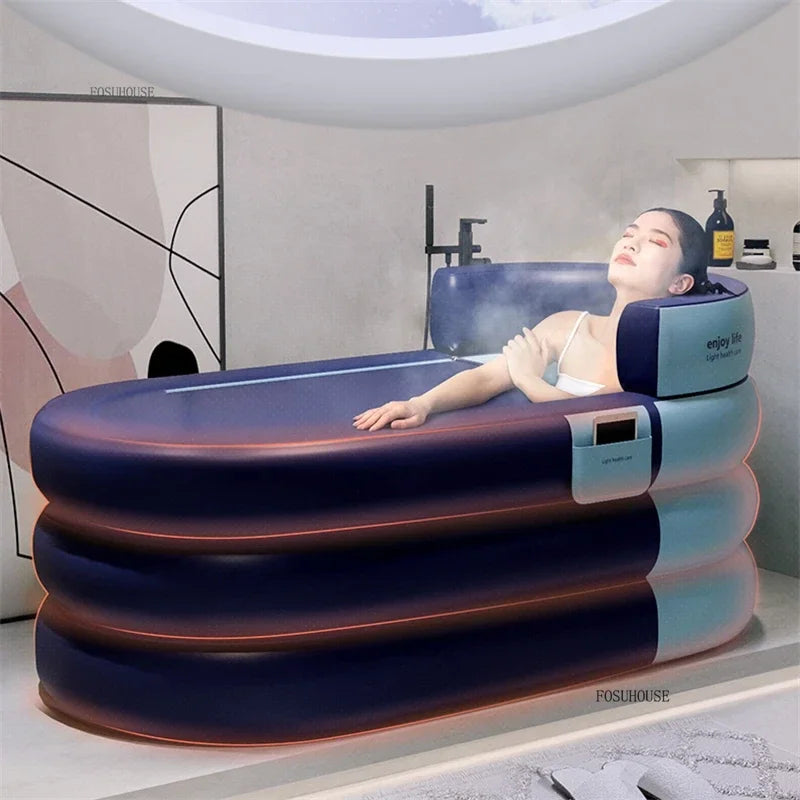 Large Capacity Inflatable Bathtub Portable Home Folding Spa Steam Sauna Bathing Bucket Hotel Space Capsule
