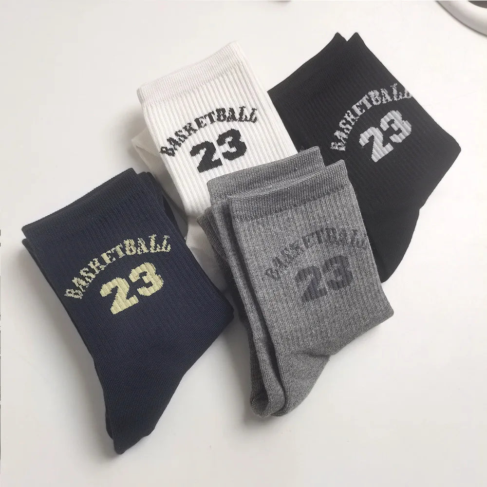 Classic Basketball socks Number 23 Mid-Calf Cotton Socks for Man Casual Sweater Adult Female Socks Comfortable Breathable Wear