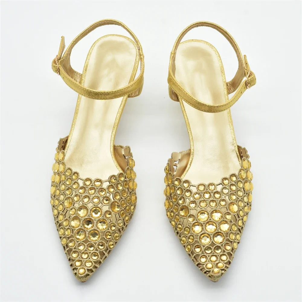 Ladies Shoe and Bag Set Latest Designers Luxury Italian Party Shoes and Bag Set for Women Rhinestone Wedding Bride Shoes Woman