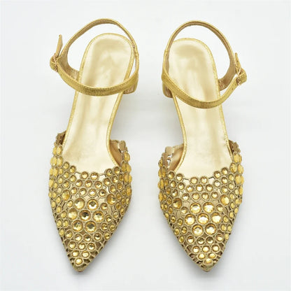 Ladies Shoe and Bag Set Latest Designers Luxury Italian Party Shoes and Bag Set for Women Rhinestone Wedding Bride Shoes Woman