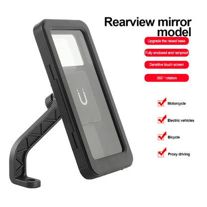 Motorcycle Bike Mobile Phone Holder Support Bicycle GPS Swivel Adjustable Touch Screen Rearview Mirror Cellphone Holder