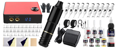 Wireless Tattoo Pen Kit LED Digital Display Wireless Machine Pen 1800mAh with Needles Permanent Makeup Body Kit Tattoo Supplies
