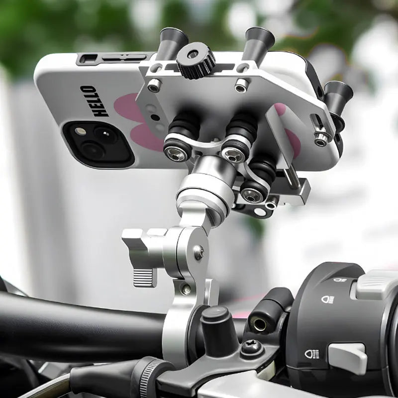 Universal Alloy Motorcycle Phone Holder 360° Adjustable Shock Absorption Motorcycle Mobile Stand Motos Bike Navigation Bracket