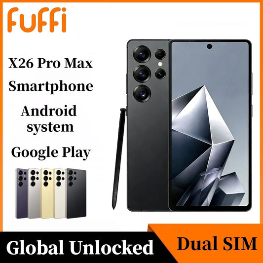 FUFFI Global Vision X26 Pro Max Smartphone Android 12 8GB RAM 512GB ROM 6.8 Inch Phone 1920x1080HD 48MP 5G Network Mobile Phones