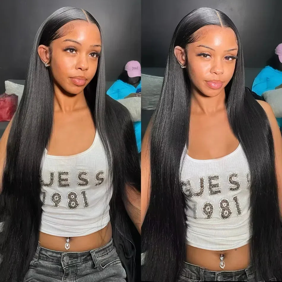 300% 13x6 HD Lace Frontal Wig 100% Raw Human Hair Straight Lace Front Wig 30 36 Inch 5x5 HD Lace Glueless Wig No Glue Human Hair