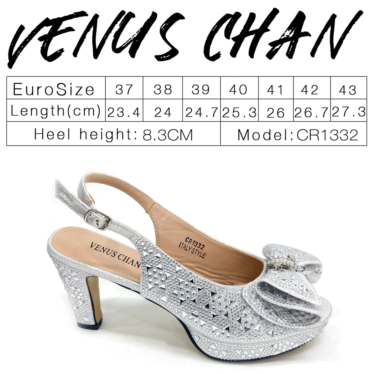 Venus Chan 2026 Women’s Italian Gold High Heels with Rhinestone Detail & Matching Bag Set - Stylish Pointed Toe Design