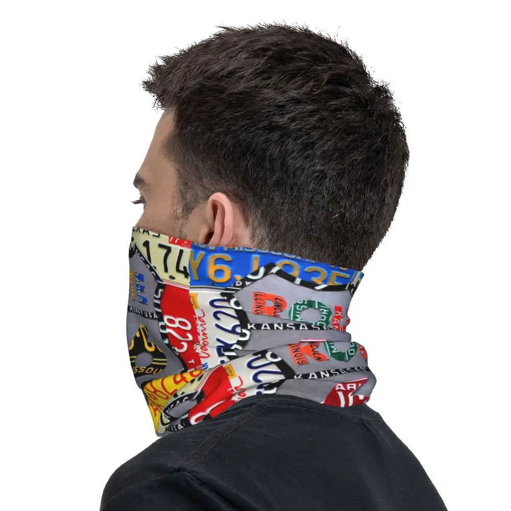 Custom Travel Motorcycle Ride Route 66 Bandana Winter Neck Warmer Windproof Wrap Face Scarf for Hiking Highways Gaiter Headband