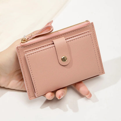 Minimalist and Fashionable Women's Short Card Bag Ultra-Thin Mini PU Leather Zero Wallet Women's Credit Card Holder Wallet