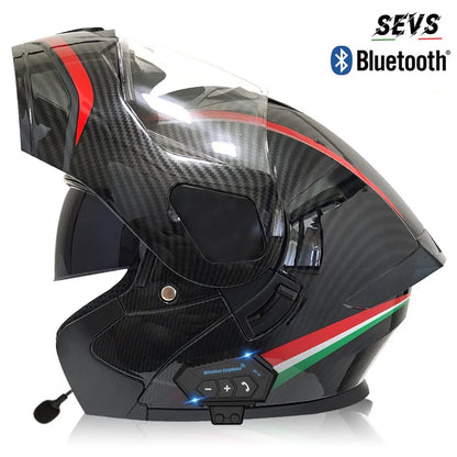 Small Modular Electric Motorcycle Helmet Bluetooth Dual Visor Helmet with Large Rear Wing 3C DOT Certified Safety Gear