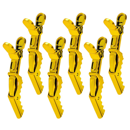 6pcs Crocodile Clip Plating Professional Hairdressing Perm Positioning Non-slip Clip Durable Portable Barber Shop Styling Tools