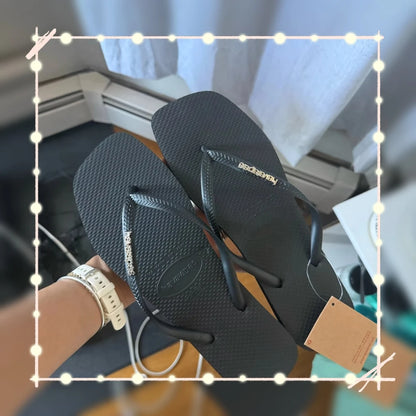 Summer 2026 New Women's Square Toe Flip Flops Outdoor Beach Sandals Luxury Women's Casual Slippers Size 35-42 Women's Shoes