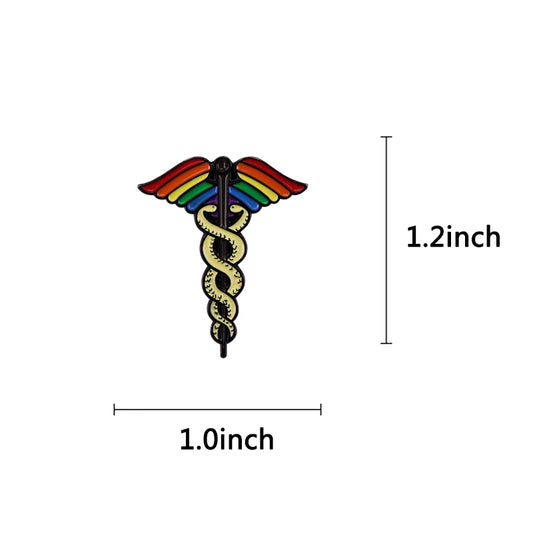 LGBT Pride Rainbow Wings Star of Life Brooch Badge First Responder Essential Pin