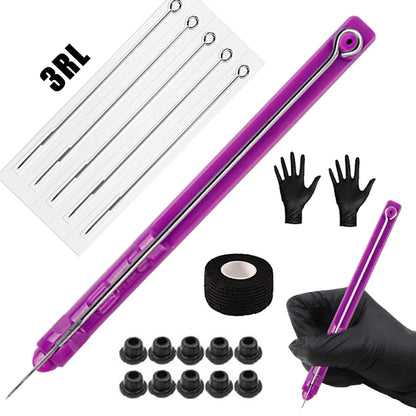 Hand Poke and Stick Tattoo Kit with Poke Tattoo Needles Holder Ink Accessories Set for DIY 3D Hand Poke Stick Tattoo Kit