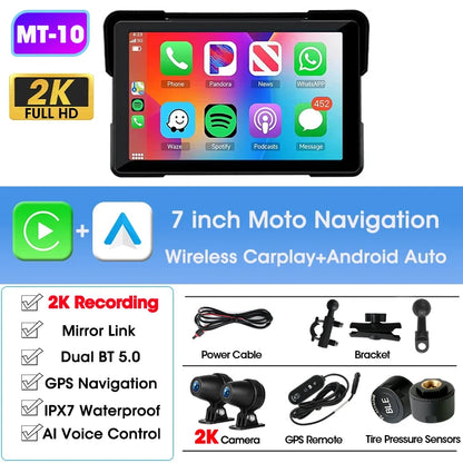 Jansite 5/7 inch Portable Carplay Motorcycle DVR GPS Navigation IPX7 Waterproof LCD Display For Wireless CarPlay Android Auto
