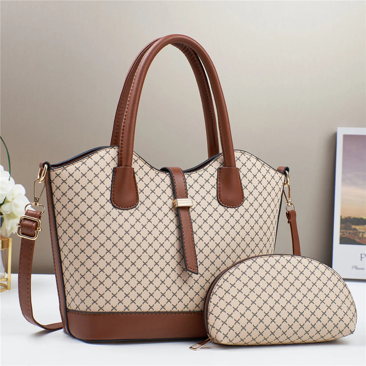 New Trendy Women's Tote Bag Brand Women's Handbag Large Capacity Women's Shopping Shoulder Bags 2 Piece Set Ladies messenger bag