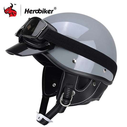 Motorcycle Half Helmet Vintage Motorbike Helmets Men Women Unisex Scooter Four Seasons Helmet Motocross Open Face Helmet S-XL