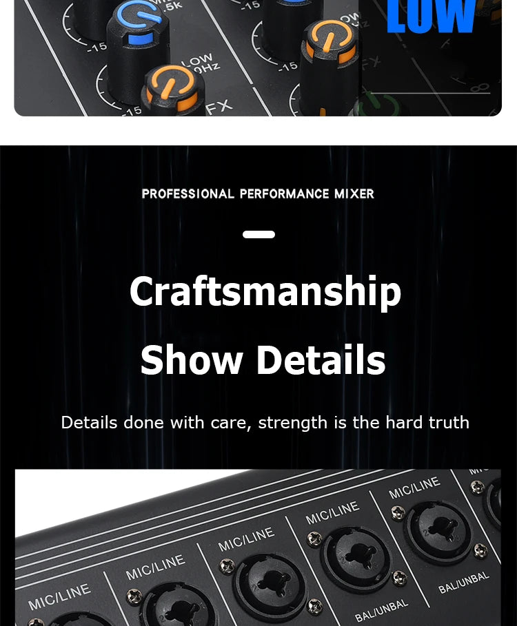 8/12 Channel Digital Mixer Audio Console 100 DSP Effects Bluetooth USB MP3 DJ Reverberation Sound Mixing Console