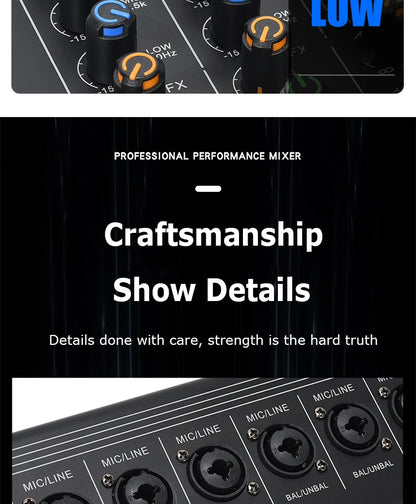 8/12 Channel Digital Mixer Audio Console 100 DSP Effects Bluetooth USB MP3 DJ Reverberation Sound Mixing Console