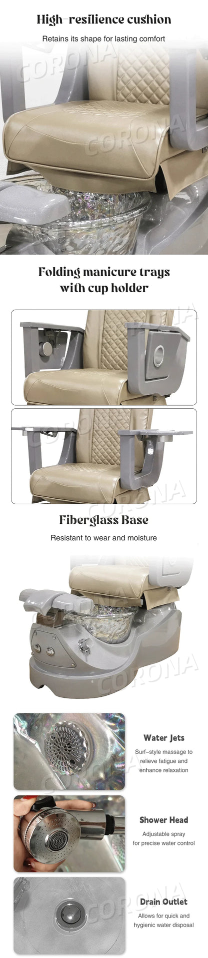 Pedicure Manicure Massage Chair Custom Color Professional Pipeless Massage Manicure Pedicure Chair for Nail Salon