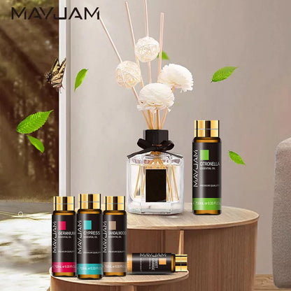 MAYJAM 10ml Pure Essential Oil Lavender Eucalyptus Vanilla Sandalwood Jasmine Bergamot Lemongrass Cinnamon Grapefruit 1pc