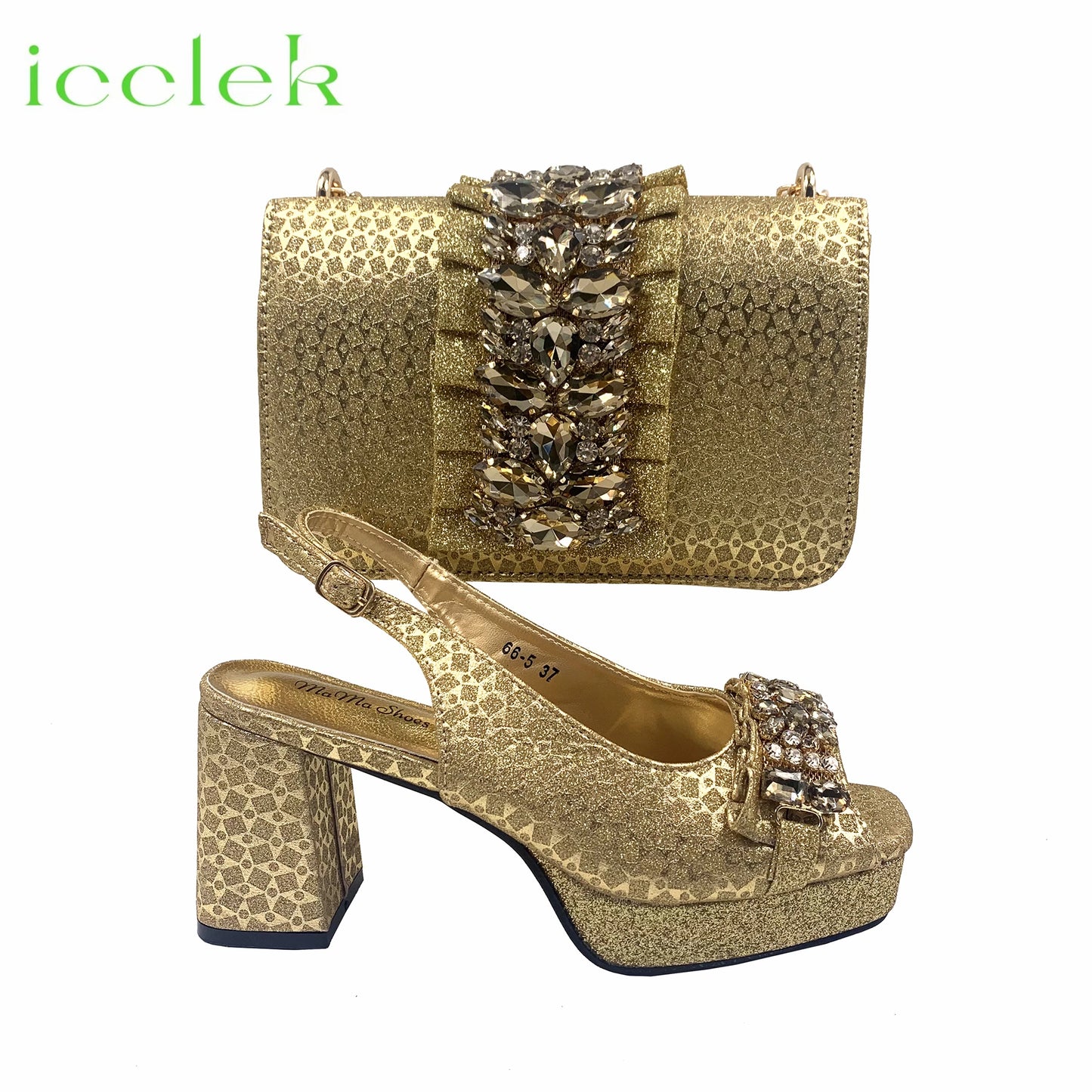 2026 Shiny Italian Fashion Pointed Toe Women Heel Fashion Rhinestone Decoration Silver Color Shoes And Bag Set