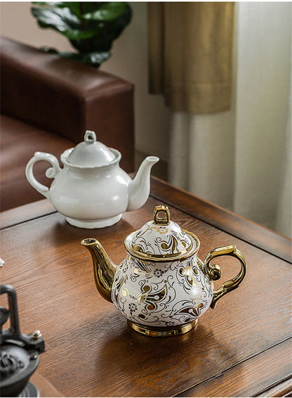 900ML European British Teapot  Porcelain High-Capacity Tea Pot With Filter Luxury Teaware Heat Resistant Kettle Pot Ceramic