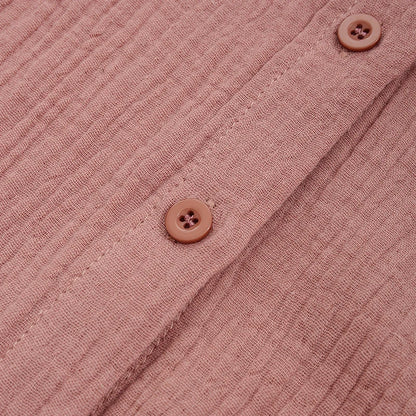 100% Cotton Gauze Muslin Sets For Women 2 Pieces Long Sleeve Shirts And Loose High Waist Mini Shorts Sets Ensemble Femme