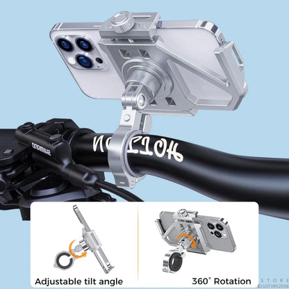 Aluminum Mobile Phone Holder for Motorcycle, Handlebar Bike Phone Mount,Suitable for Cycling, Mountain and Off-road