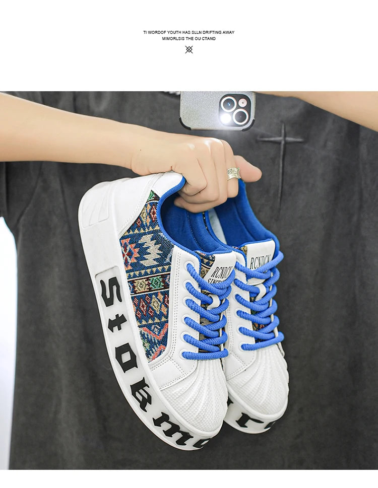 Men's White Sneakers 2025 New Arrival Fashionable Casual Shoes Durable Anti-slip Thick-soled Elevator Comfortable Breathable Eas