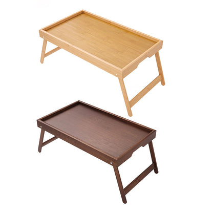 Portable Multifunctional Bamboo Bed Tray Table with Folding Legs Breakfast in Bed Tray for Sofa Serving Eating Working Reading