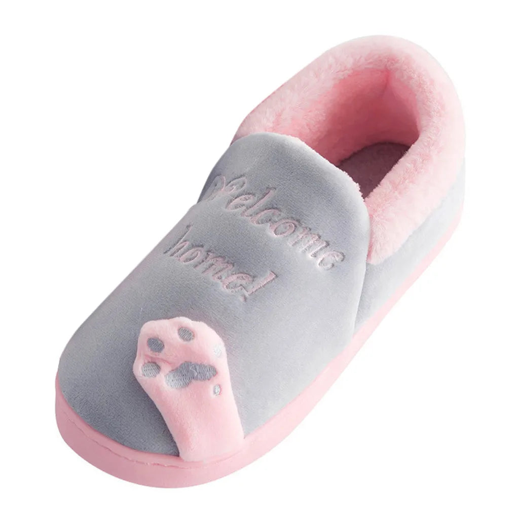 Women Winter Home Slippers Cartoon Cat Non-Slip Warm Indoors Bedroom Floor Shoes Zapatos Mujer 2024 Tendencia
