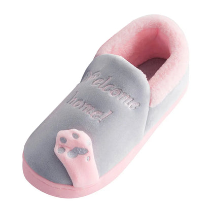 Women Winter Home Slippers Cartoon Cat Non-Slip Warm Indoors Bedroom Floor Shoes Zapatos Mujer 2024 Tendencia