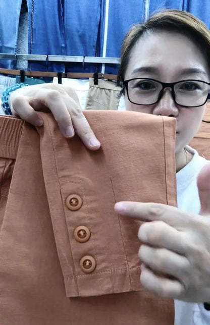 Women Cotton Linen Harun Pants Summer Loose New 2023 Ladies High Waist Versatile Thin Slim Casual Pants Female Nine-Point Pants