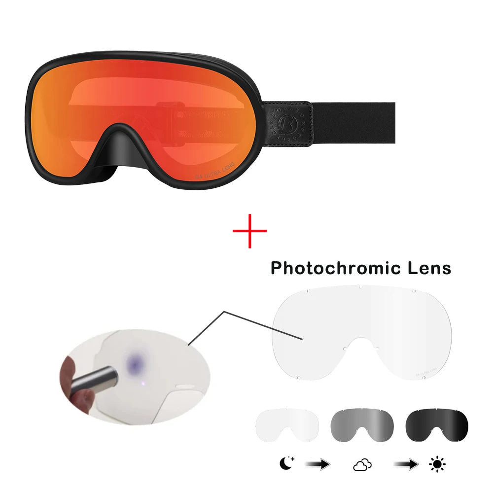 Vintage Motorcycle Goggles Over Glasses Photochromic UV400 Dirt Bike Goggles for Men Women Dual-Cycle Defogging Racing Glasses