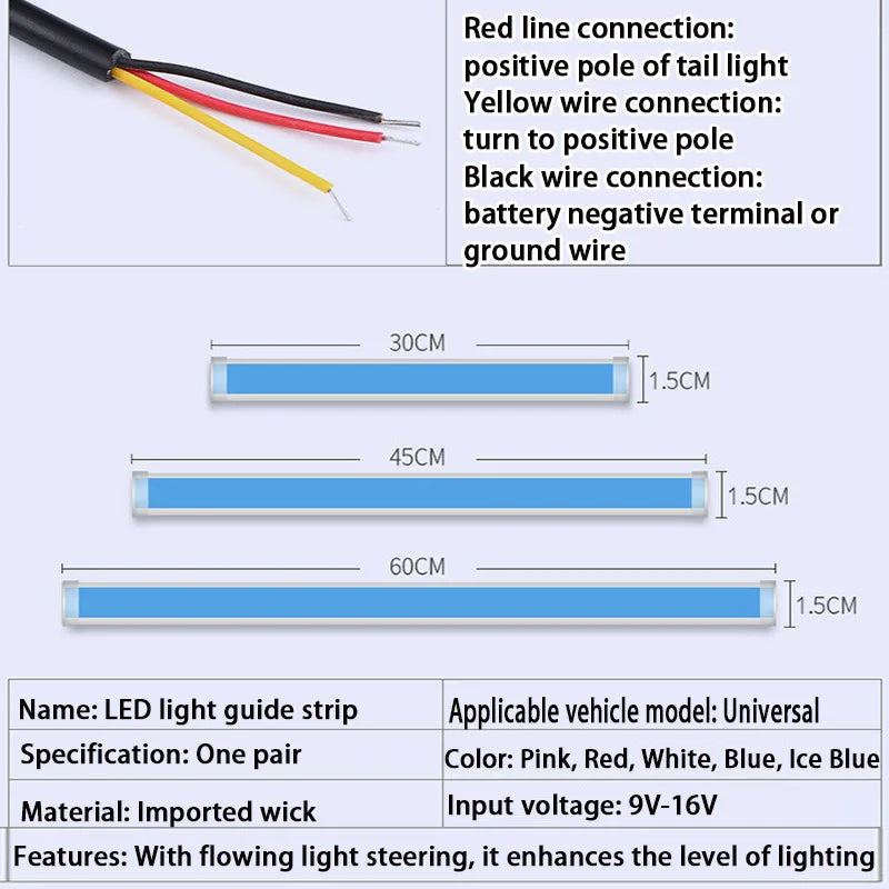1 Pair Motorcycle Flowing Turn Signal Light Strip,Rear Tail Light Startup Scan, Flowing Signal Light,Modified Atmosphere Light