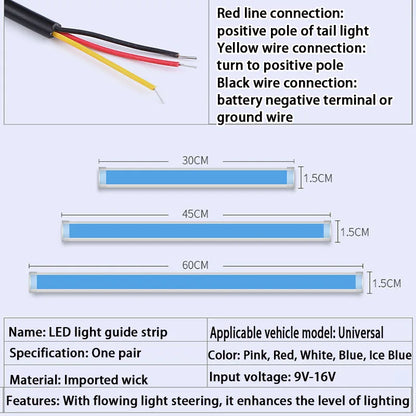 1 Pair Motorcycle Flowing Turn Signal Light Strip,Rear Tail Light Startup Scan, Flowing Signal Light,Modified Atmosphere Light