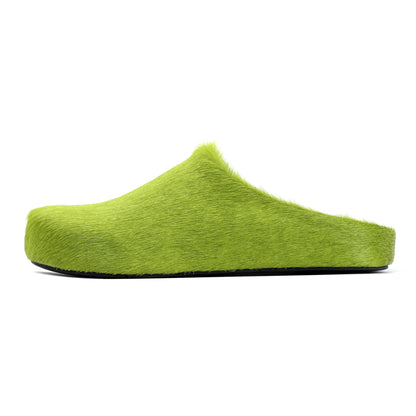 2026 Horsehair Italy Real Leather Slides fur Slippers Women Mule Runway Flats Thick Sole Leisure Luxury Designer Shoes