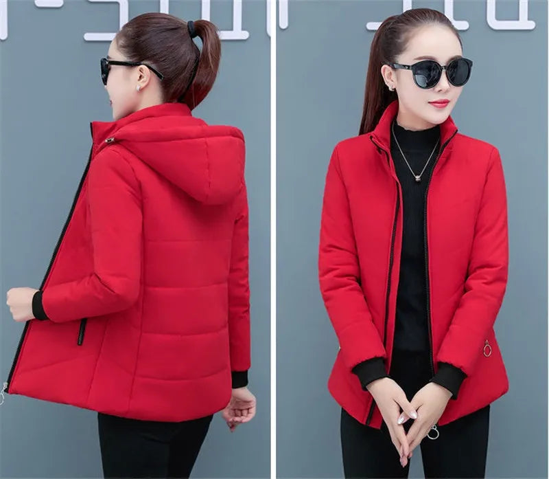 2025 New Women Add Velvet Cotton Jacket Female Winter Fleece Warm Hood Fashion Coat Ladies Down Padded Jackets M- 5XL Coat