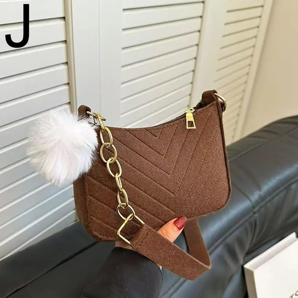 Mini Women Shoulder Bags Fashion Felt Women's Bag Design Advanced Underarm Handbags Mini Saddle Bag