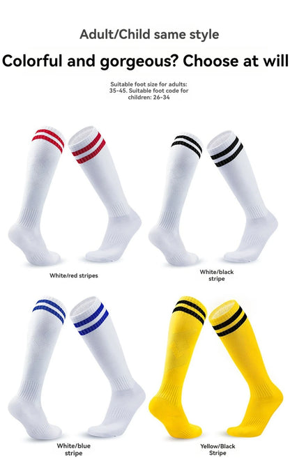 Loogdeel Kids Youth Adult Soccer Socks Stripe Knee High Softball Baseball Sports Socks Breathable Football Socks for Men Women