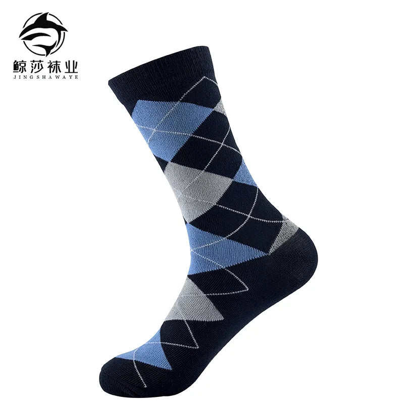 3pair Sock Leisure Athletic Sports Crew Dress Men Solid Color Striped plus-size Business Stockings mid-calf Autumn Winter B8W119