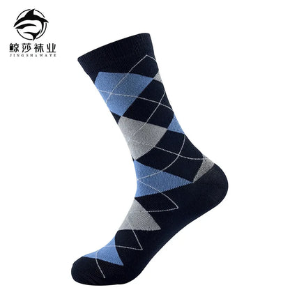 3pair Sock Leisure Athletic Sports Crew Dress Men Solid Color Striped plus-size Business Stockings mid-calf Autumn Winter B8W119