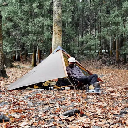 New FLAME'S CREED Lanshan 1 Person Oudoor Ultralight Camping Tent Single Man 3/4 Season Professional 15D Silnylon Rodless Tent