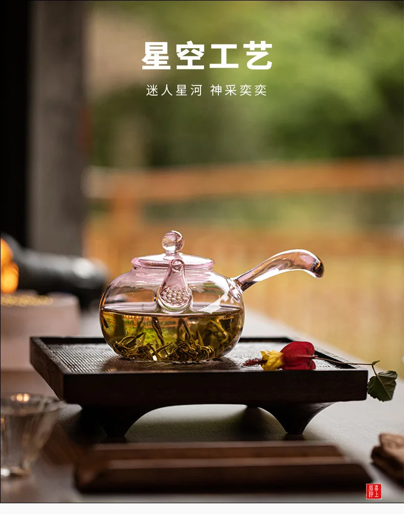 High Borosilicate Glass Teapot Thickened High Temperature Resistance Side-handle Pot Small Household Anti-scald Green Tea Teapot