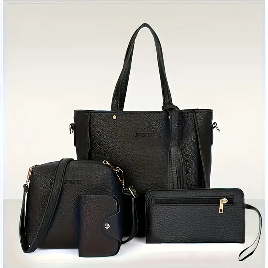 4pcs Women Tote Bag, Handbag Purse Shoulder Crossbody Bags for Woman Storage Bag, Synthetic, Zipper Closure, Small Messenger Bag