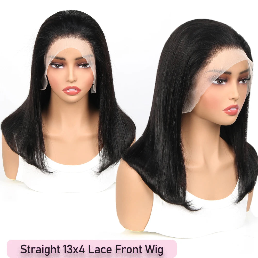 Bob Wig Human Hair 13X4 Lace Front Wigs 180% Density Straight Short Bob Frontal Wig L/T/4x4 Lace Wig Pre Plucked Natural Hair