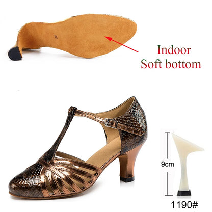 New Latin Shoes Salsa Tango Ballroom Party Women's Shoes Bronze High Heel Dance Sneakers Outdoor Fashion Women's Shoes On Sale