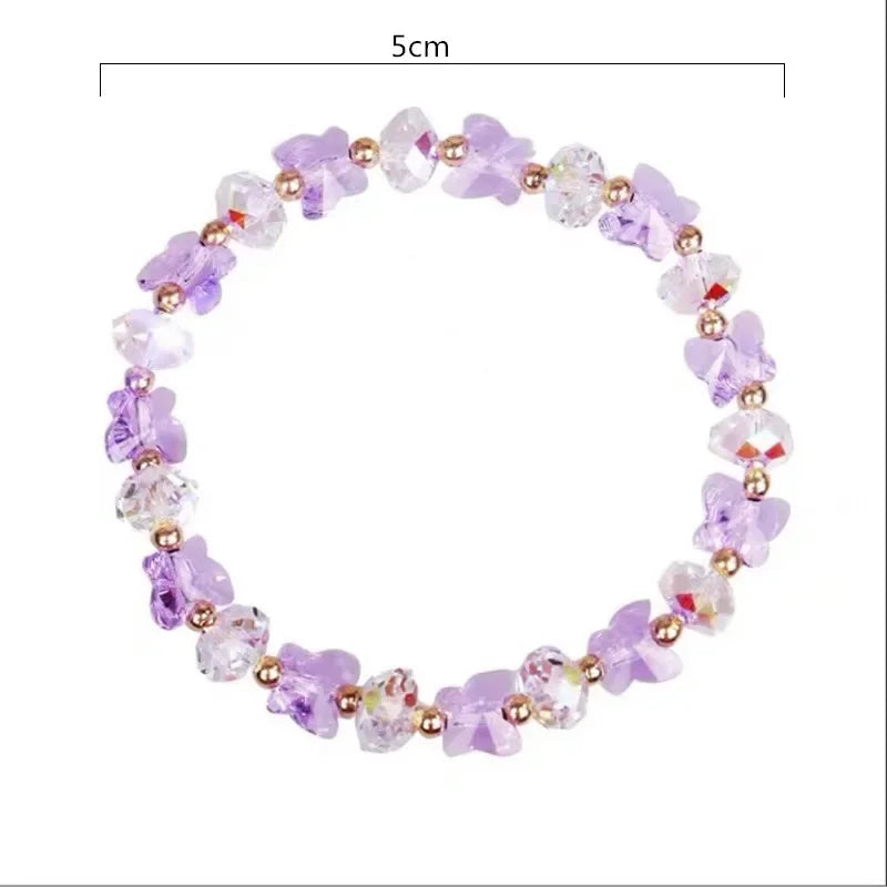 Fashion Butterfly Charm Crystal Stretch Beaded Bracelets Elastic Rope Women Temperament Bracelet