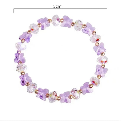 Fashion Butterfly Charm Crystal Stretch Beaded Bracelets Elastic Rope Women Temperament Bracelet