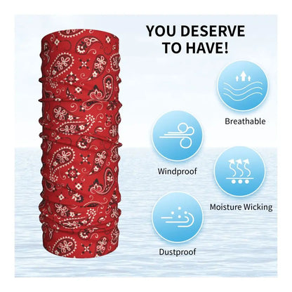 Custom Black Bandana Pattern Bandana Neck Gaiter for Hiking Cycling Women Men Wrap Scarf Paisley Style Headband Warmer